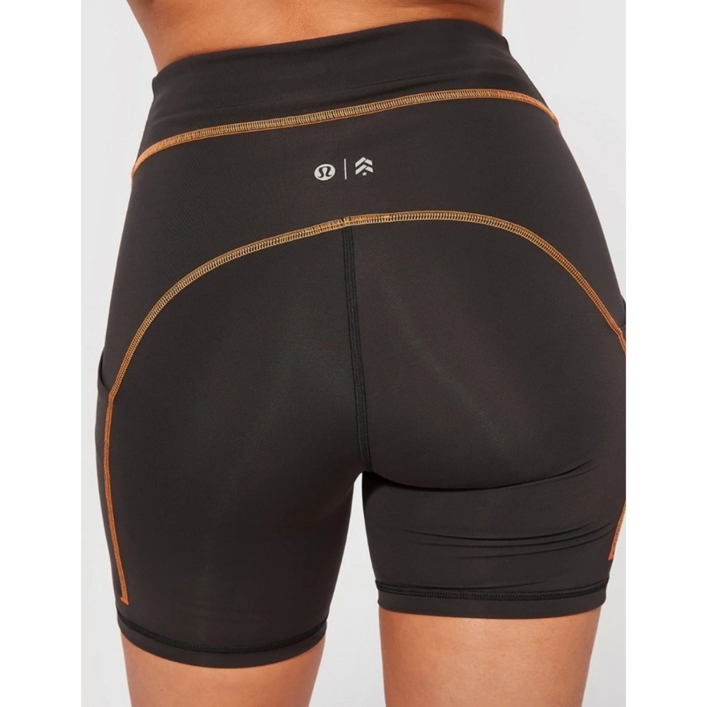 Lululemon Power Thru HR Short 6" Color Seam Black Shorts Size 12 Athletic Active